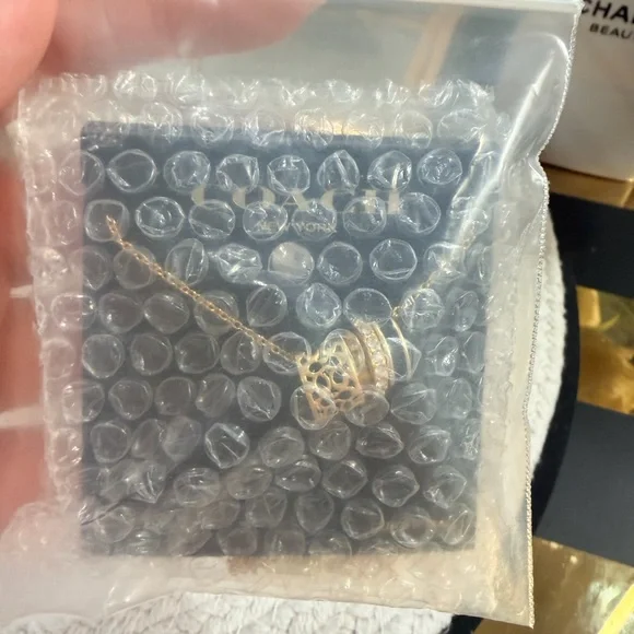 Coach Gold and White with black rhinestones Ring Pendant Necklace - NWT - Picture 8 of 8
